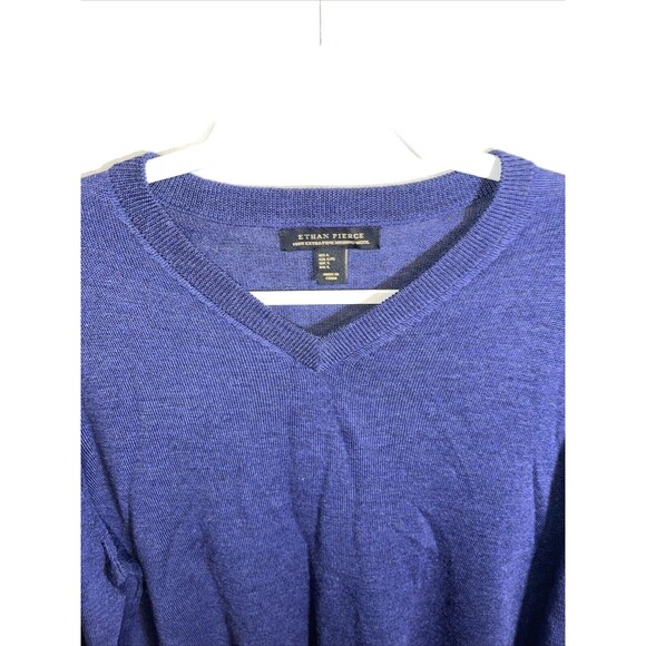 Ethan Pierce Men’s 100% Merino Wool Sweater Size Large Navy Blue Golf Athleisure - Picture 3 of 12